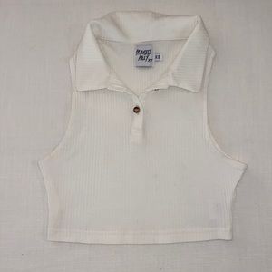 Princess Polly White Collared Crop Top